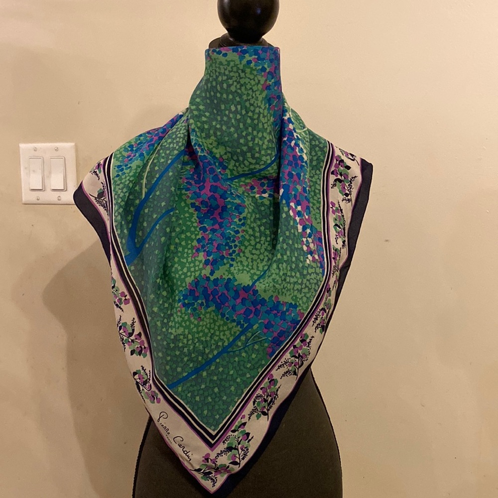 Vintage Pierre Cardin Paris trees square silk  scarf